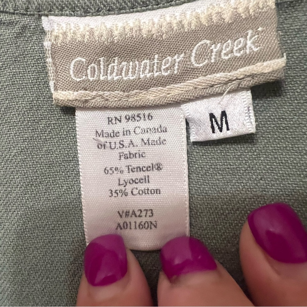 Coldwater Creek Sage Green Top medium - Picture 9 of 10